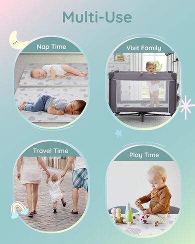 Lilian&Gema Pack and Play Mattress 38"x26"x1.5" Portable Playpen Mattress | Soft,Breathable,Waterproof,Removable Cover,Skin Friendly Fabric,Leak-Free, Machine-Washable,Pack n Play Mattress Pad in Saudi Arabia