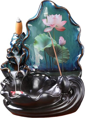 YYW حامل بخور بتدفق خلفي مع 20 مخروط بخور بتدفق خلفي + 30 عصا بخور، مبخرة شلال من السيراميك لديكور المنزل برائحة عطرية، حامل بخور بتدفق خلفي in Kuwait