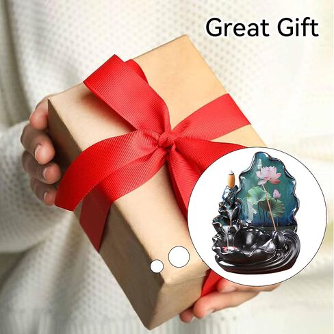 YYW حامل بخور بتدفق خلفي مع 20 مخروط بخور بتدفق خلفي + 30 عصا بخور، مبخرة شلال من السيراميك لديكور المنزل برائحة عطرية، حامل بخور بتدفق خلفي in Kuwait