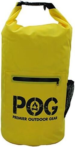 POG - حقيبة جافة مقاومة للماء مع جيب أمامي بسحاب، وحزام كتف وجيب جانبي شبكي (أزرق، 10 لتر) in Saudi Arabia