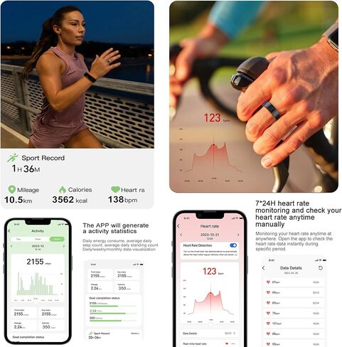 حلقات ذكية للنساء والرجال، حلقة للياقة البدنية، مراقب معدل ضربات القلب، متتبع النوم، حلقة صحية، عداد الخطى، السعرات الحرارية، عداد الخطوات، متتبع اللياقة البدنية الرياضي 5ATM، حلقة ذكية مقاومة للماء لهواتف iOS Android in Kuwait
