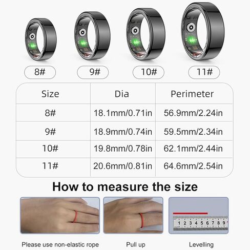 حلقات ذكية للنساء والرجال، حلقة للياقة البدنية، مراقب معدل ضربات القلب، متتبع النوم، حلقة صحية، عداد الخطى، السعرات الحرارية، عداد الخطوات، متتبع اللياقة البدنية الرياضي 5ATM، حلقة ذكية مقاومة للماء لهواتف iOS Android in Kuwait