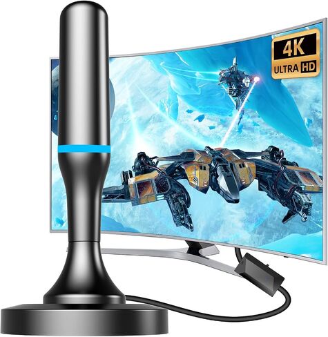HDTV Antenna Indoor, TV Antenna for Smart TV, Strong Magnetic Base, Omnidirectional Reception, Can Receive 4K 1080P Channels at Long Distance, Support Local Channels for Free in Saudi Arabia