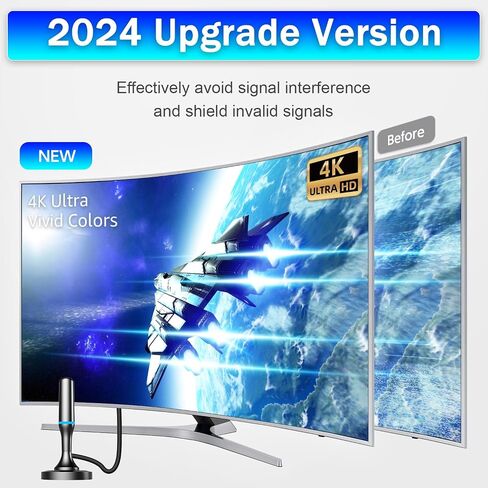 HDTV Antenna Indoor, TV Antenna for Smart TV, Strong Magnetic Base, Omnidirectional Reception, Can Receive 4K 1080P Channels at Long Distance, Support Local Channels for Free in Saudi Arabia