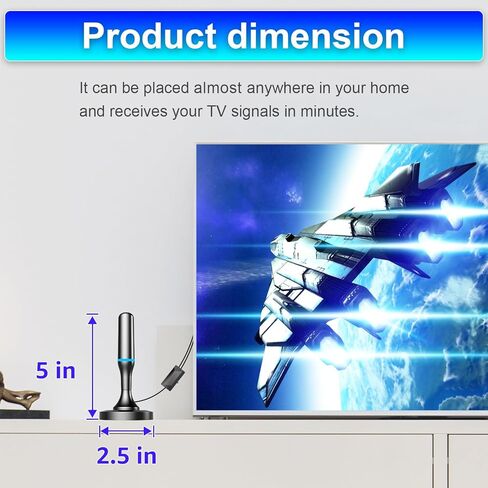 HDTV Antenna Indoor, TV Antenna for Smart TV, Strong Magnetic Base, Omnidirectional Reception, Can Receive 4K 1080P Channels at Long Distance, Support Local Channels for Free in Saudi Arabia