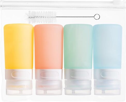 Condiment Squeeze Bottles for Sauces, 6-oz Mini Silicone Salad Dressing Container to Go with Reusable Sandwich Bag, Leakproof Ketchup Bottle for Bento Lunch Box, 4 Pack, Candies in Saudi Arabia