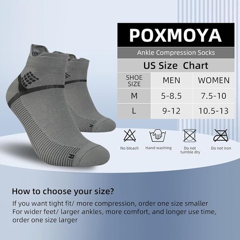 Ankle Compression Sock for Men and Women 6 Pairs, Athletic Running Socks with Arch Support for Plantar Fasciitis in Saudi Arabia
