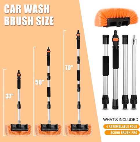 فرشاة غسيل السيارة مقاس 72 بوصة بمقبض طويل، فرشاة غسيل السيارات ذات شعيرات ناعمة متدفقة مع مقبض قابل للتمديد ومرفق خرطوم ومفتاح تشغيل/إيقاف للسيارة، ومركبة ترفيهية، وسيارات الدفع الرباعي، والشاحنة، والقارب، وانحياز المنزل in Kuwait