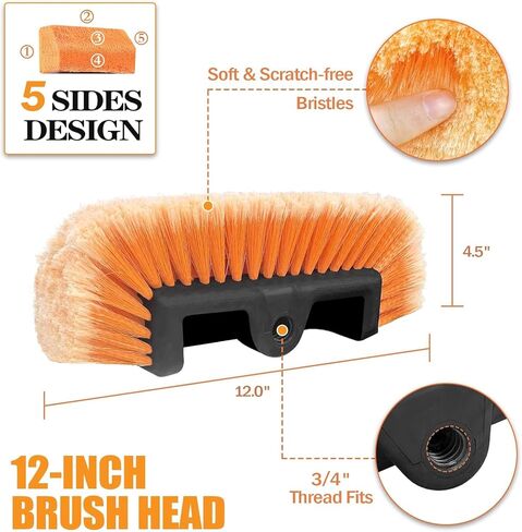 فرشاة غسيل السيارة مقاس 72 بوصة بمقبض طويل، فرشاة غسيل السيارات ذات شعيرات ناعمة متدفقة مع مقبض قابل للتمديد ومرفق خرطوم ومفتاح تشغيل/إيقاف للسيارة، ومركبة ترفيهية، وسيارات الدفع الرباعي، والشاحنة، والقارب، وانحياز المنزل in Kuwait