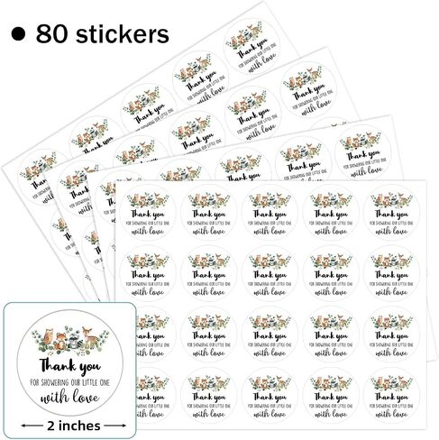 80 Pieces Cute Blue Whale Ocean Thank You Stickers, Baby Shower Birthday Party Decorate Ocean Theme Round Party Gift Wrap Bag Label Decorations, 4 Design Stickers in Saudi Arabia