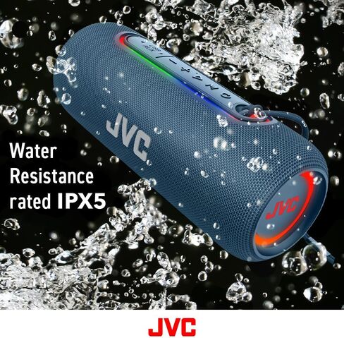 مكبر صوت لاسلكي محمول مضيء من JVC مع مخرجات 20 وات كحد أقصى، صوت ديناميكي، بلوتوث 5.0، قدرة TWS، USB-C، IPX5، مدخل AUX، عمر بطارية يصل إلى 5 ساعات - SPPA5BTB (أسود) in Saudi Arabia