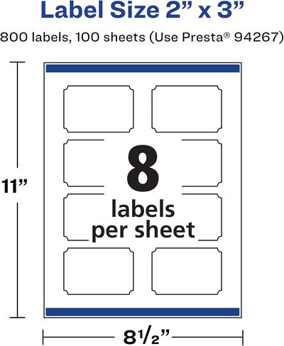 Avery Matte White Scalloped Rectangle Labels with Sure Feed, 2" x 3", 200 Matte White Printable Labels in Saudi Arabia