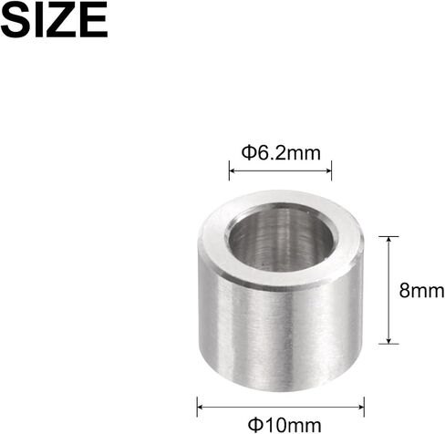 uxcell 12pcs Stainless Steel Spacer 6.2mm Bore x 10mm OD x 8mm Length Screw Bushing Plain Finish Round Metal Spacer for M6 Screws Bolts and Rods in Saudi Arabia