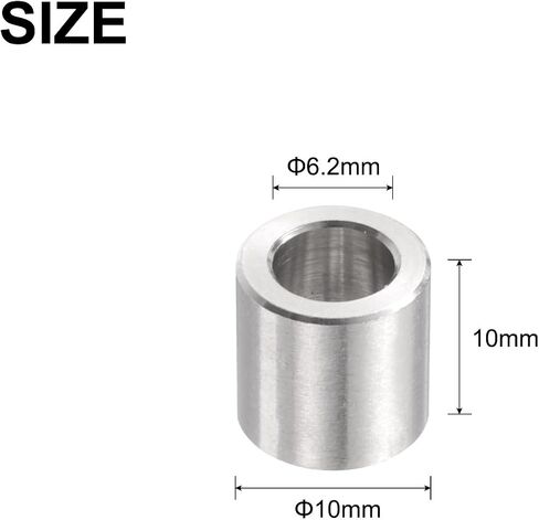 uxcell 12pcs Stainless Steel Spacer 6.2mm Bore x 10mm OD x 10mm Length Screw Bushing Plain Finish Round Metal Spacer for M6 Screws Bolts and Rods in Saudi Arabia