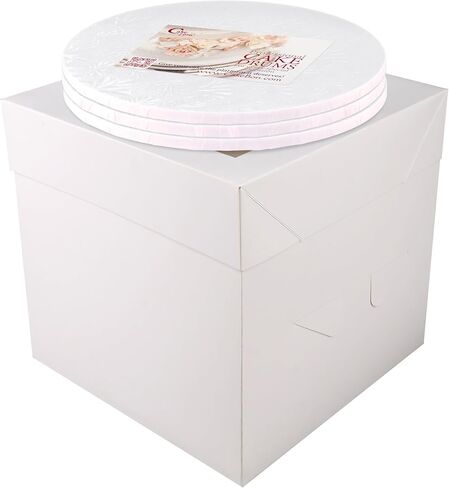 Cakebon Cake Boxes with Cake Drums (White, 10 inch) 1/2" Thick (1-pack) - Cake Boxes 10 Inch for Birthdays, Weddings and Christmas Parties - Cake Boxes with Window in Saudi Arabia