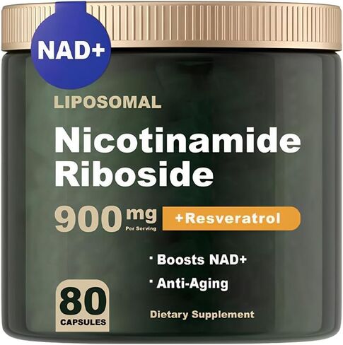 NAD+ Supplement - Liposomal Nicotinamide Riboside, NAD Supplement, NAD with Resveratrol Supplement, Resveratrol 900mg, Resveratrol, Quercetin, Energy, Focus - 80 Capsules in Saudi Arabia