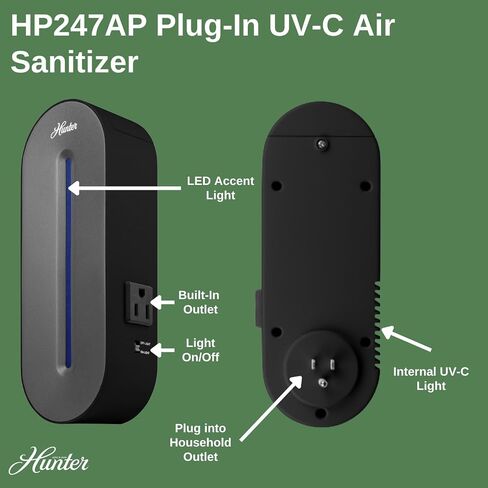 Hunter Plug-in UV Air Sanitizer, Aqua – Whisper Quiet UV-C Air Sanitizer, Matches A Variety of Room Decors and Styles in Saudi Arabia