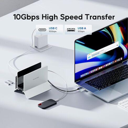محطة إرساء MacBook عمودية، محطة إرساء PULWTOP لجهاز Mac Mini مع حافظة M.2 NVMe لجهاز MacBook Pro/Air، 4K@60 هرتز HDMI، 2USB C 10 جيجابت في الثانية، SD/TF، ​​100W PD، RJ45، 2 USB A، صوت لأجهزة الكمبيوتر المحمولة التي تعمل بنظام Windows in Kuwait