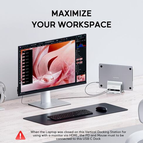 محطة إرساء MacBook عمودية، محطة إرساء PULWTOP لجهاز Mac Mini مع حافظة M.2 NVMe لجهاز MacBook Pro/Air، 4K@60 هرتز HDMI، 2USB C 10 جيجابت في الثانية، SD/TF، ​​100W PD، RJ45، 2 USB A، صوت لأجهزة الكمبيوتر المحمولة التي تعمل بنظام Windows in Kuwait