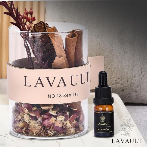 ناشر روائح عطرية - وعاء زجاجي بأعشاب وزهور مجففة - مجموعة ناشرات أعواد عطرية - عطر يدوم طويلاً والاسترخاء - ناشر عطور للحمام - رائحة شاي زن in Saudi Arabia