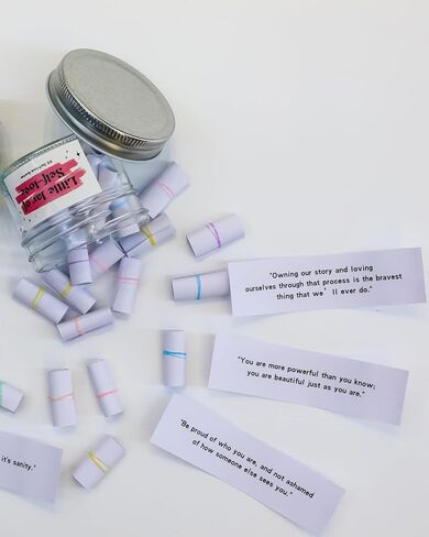 20 Self Love Quotes - Mini Jar of Self Love - Uplifting Affirmations,To Build Self-Esteem, Confidence, and Inner Wellness Positive Jar Decorative Jar (Pink-SelfLove) in Kuwait