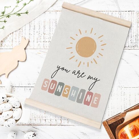 laveliabel you are my sunshine جدار ديكور ملصق شماعات الإطار، ملهمة ملونة بوهو الشمس راية ملصق مع شماعات خشبية، ديكور الجدار الإيجابي للأطفال المراهقين، ديكور الفصول الدراسية الحضانة in Kuwait