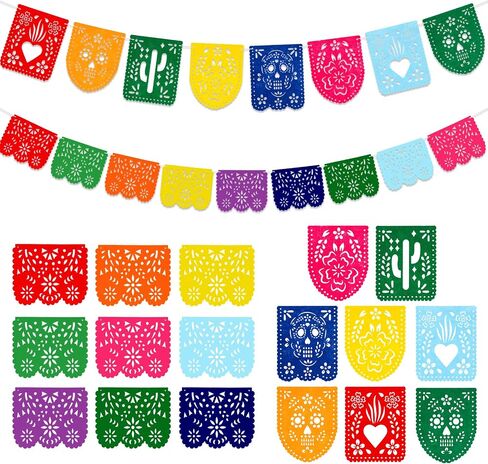 2 Pieces Mexican Party Decorations Banners, Felt Colorful Day of the Dead Papel Picado Banner, Fiesta Birthday Baby Shower Party Decorations, Dia De Los Muertos Garland, Cinco de Mayo Flags in Saudi Arabia