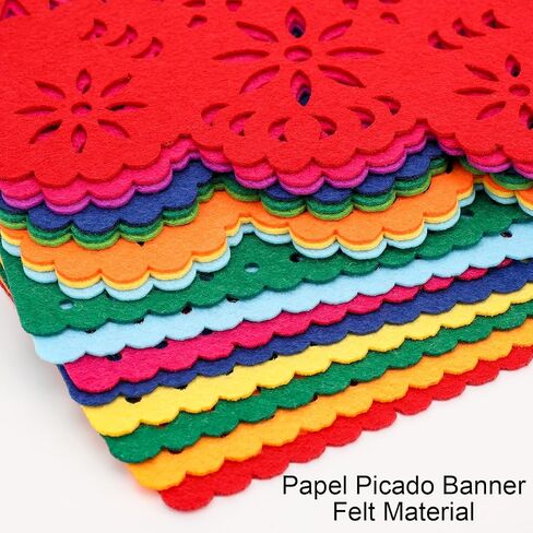 2 Pieces Mexican Party Decorations Banners, Felt Colorful Day of the Dead Papel Picado Banner, Fiesta Birthday Baby Shower Party Decorations, Dia De Los Muertos Garland, Cinco de Mayo Flags in Saudi Arabia