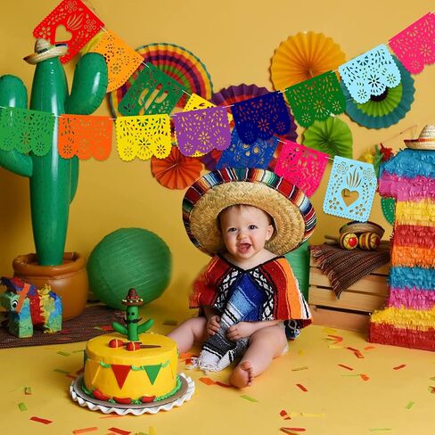 2 Pieces Mexican Party Decorations Banners, Felt Colorful Day of the Dead Papel Picado Banner, Fiesta Birthday Baby Shower Party Decorations, Dia De Los Muertos Garland, Cinco de Mayo Flags in Saudi Arabia