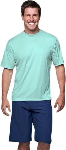 Banana Boat men rash guard short sleeve tee shirt for men 100% polyester | waterproof | UPF 50+ | UV Protection | Quick-Dry | Aqua X Large in Saudi Arabia