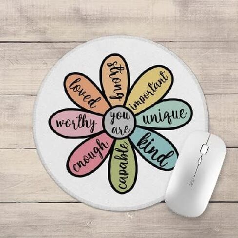 Inspirational Quote You are Positive Affirmation Colorful Daisy Floral Mouse Pad 9.4 x 7.9 Inch,Non-Slip Rubber Base Mousepads for Dorm Office Home Desk Decor, Teen Girls Women Gifts in Saudi Arabia