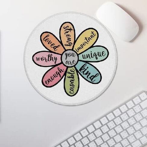 Inspirational Quote You are Positive Affirmation Colorful Daisy Floral Mouse Pad 9.4 x 7.9 Inch,Non-Slip Rubber Base Mousepads for Dorm Office Home Desk Decor, Teen Girls Women Gifts in Saudi Arabia