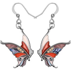 Enamel Alloy Rhinestone Butterfly Earrings Dangle Fashion Insect Jewelry For Women Girls Charm Gift