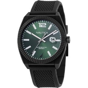 Nautica Men's NAPPBS305 Pacific Beach Black Wheat PU Fiber Strap Watch