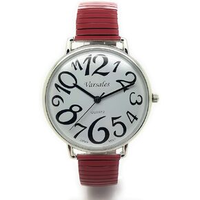 Varsales Mens Ladies Jumbo Big Numbers Stretch Elastic Band Fashion Watch in Kuwait