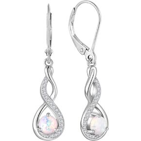 Starchenie Infinity Dangle Earrings Sterling Silver Twisted Leverback Earring Gemstones Jewelry for Women