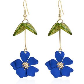 Boho Flower Dangle Earrings for Women Cute Green Leaf Earrings Fairy Statement Summer Refreshing Seaside Idyllic Holiday Earrings
