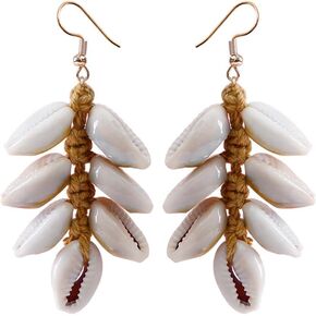 Bohemian Shell Dangle Earrings Handmade Braid Summer Ocean Style Earrings for Women Girls Jewelry