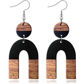 Wood Earrings for Women Trendy Teardrop Wooden Dangle Earrings Boho Bohemian Earrings Dangling Lightweight Statement Jewelry in Kuwait
