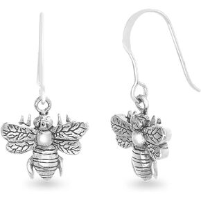 Willowbird Oxidized Sterling Silver Textured Dangle French Wire Earrings for Women