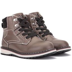 X RAY Footwear Aiden Boy's Classic Lace Up Combat Faux Leather Mid-Top Chukka مع سحاب جانبي داخلي وعروة سحب، مقدمة مستديرة، منصة كعب عريض، نعل خارجي من المطاط اللدن بالحرارة. in Kuwait