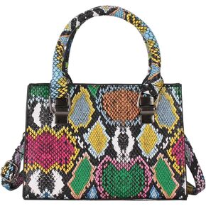 Women Leather Handbag Purse Snakeskin Pattern Shoulder Handbag PU Leather Bucket Tote Bag Top-Handle Satchel