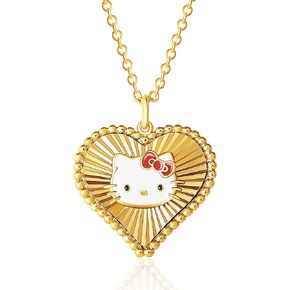 Hello Kitty Sanrio Womens Starburst Heart Pendant Necklace 18" - Officially Licensed Necklace
