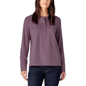 Dickies Women's Plus Size Heavyweight Henley, Dusty Purple Heather, 2XL