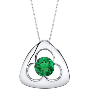 PEORA Sterling Silver Trinity Knot Pendant Necklace for Women in Various Gemstones, Round Shape 6mm, with 18 inch Italian Chain