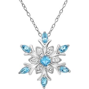 Snowflake Pendant-Necklace made with SWAROVSKI CRYSTALS in Sterling Silver on an 18in. Sterling Silver Chain