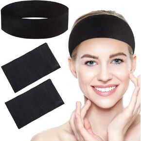 Framendino, 100 Pack Black Disposable SPA Headband Non-Woven Facial Headbands Stretch Soft Skin Care Hair Band with Convenient Closure for Women Girls