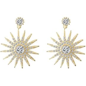 TIANHONGYAN Exaggerated Luxury Sun Stars Drop Earrings Starburst Gold Rhinestone Studs Earrings Boho Statement Earrings for Women Girls Jewelry Gifts in Kuwait