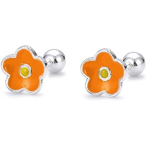 Small Flower Stud Earrings for Girls Women,925 Sterling Silver Tiny Flower Cartilage Earrings Studs, Womens Flower Screw Back Earrings Hypoallergenic