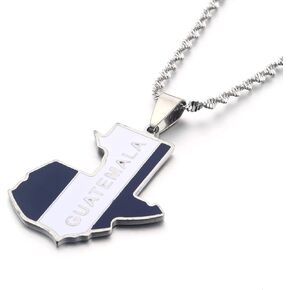 Enamel Stainless Steel Guatemala Map Pendant Necklace Gold Color Jewelry Map of Guatemala